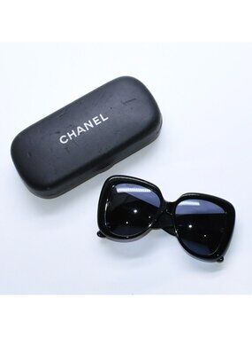 Chanel Sunglasses Eyewear CC Logo Black Gold Acetate